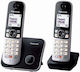 Panasonic KX-TG6852 Cordless Phone (2-Pack) with Speaker Black