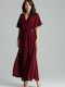 Lenitif L055 Maxi Evening Dress Wrap Burgundy