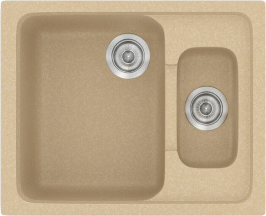 Sanitec Classic 03-02-00 Drop-In Sink Left Synthetic Granite W62xD51cm Granite Cappuccino