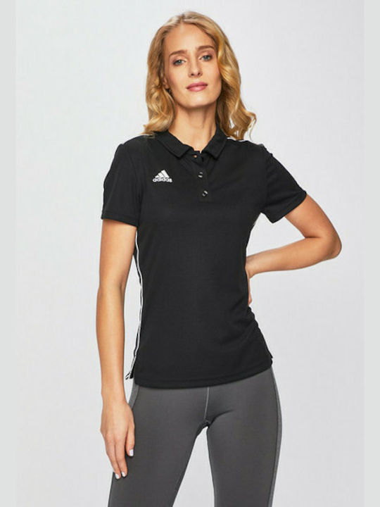 Adidas Core 18 Αθλητική Γυναικεία Polo Μπλούζα Μαύρη