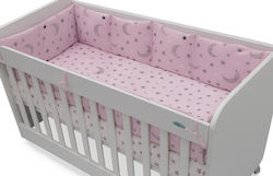 Beboulino Moon Stars Crib Bumpers Classic Inside Pink 70x140cm