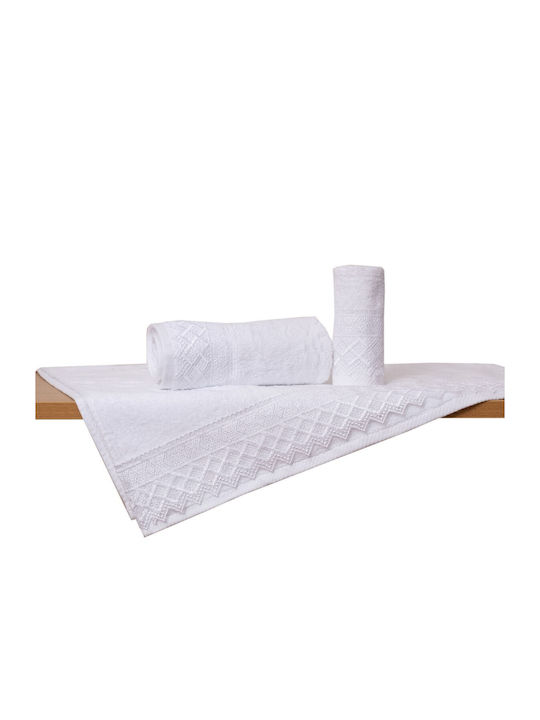 Viopros Νο 3 Bridal Towel Set 3pcs with Lace White