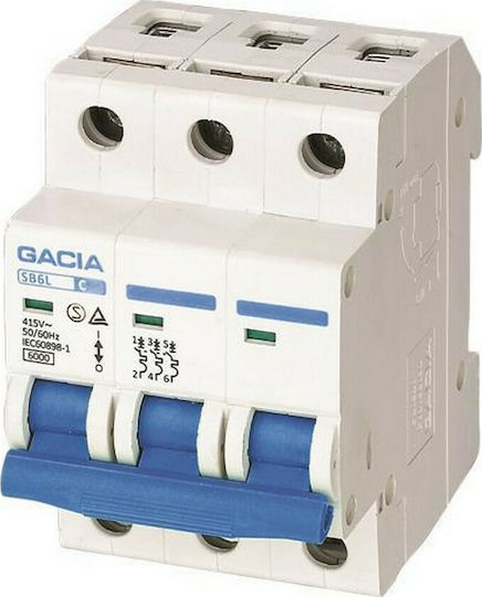 Gacia Αυτόματη Ασφάλεια 6A Τριπολική AC 500-43020