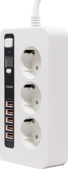 Andowl Power Strip 3 Positions with 5 USB-A, Switch and Cable 2m
