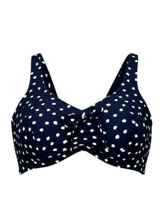 6563-1 Top de bikini cu cupe de mastectomie Anita Mexicali Top M1, buline albastre