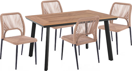 Garten- und Outdoor-Möbelsets Typsatz Speisesaal 5 Stück Anthrazit