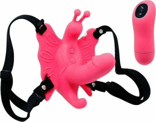 Baile Ultra Passionate Butterfly Harness With Remote Control Vibrator für Paare mit Fernbedienung 11cm Rosa