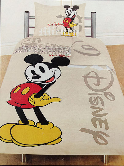 Homeline Seturi de cearșafuri Single Bumbac Mickey 918 Bej 160x260cm 3buc