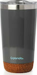 Panda Glass Thermos Stainless Steel BPA Free Gray 500ml with Mouthpiece