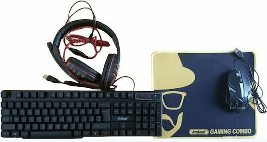 Andowl Q-JP004 4in1 Σετ Gaming Πληκτρολόγιο με RGB φωτισμό & Ποντίκι (Αγγλικό US)