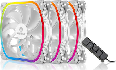 Enermax SquA RGB Ventilator Carcasă 120mm cu Conexiune 4-Pin PWM 3buc Alb