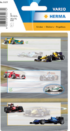 Herma Racing Cars Ετικέτες Τετραδίων 7.6x3.5cm 6τμχ