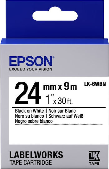 Epson LK-6WBN Ταινία Ετικετογράφου 9m x 24mm σε Λευκό Χρώμα 5τμχ