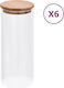vidaXL Set 6Stück Gläser Allgemeine Verwendung mit Deckel Glas Transparent 1000ml