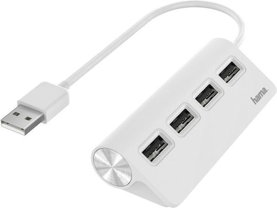 HAMA Hub 4 Θυρών USB 2.0 με σύνδεση USB-A Λευκό