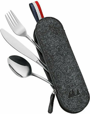 Cilio Viaggio Cutlery for Camping Fork / Knife / Spoon Black in Case 4pcs