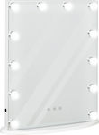 HomCom Καθρέπτης Μακιγιάζ Tischplatte Επιτραπέζιος Καθρέπτης με LED mit Licht 51x51cm Weiß 831-329
