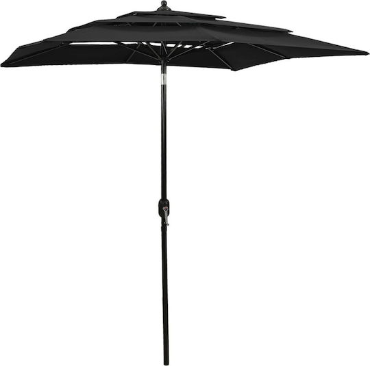Profesională Umbrelă Rotundă Din aluminiu Negru Φ2m 313850