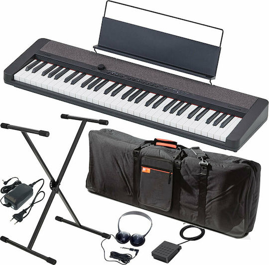 Casio Keybaord CT-S1 cu 61 Dinamic Taste cu Suport și Căști Negru pachet de lux Pachet Deluxe
