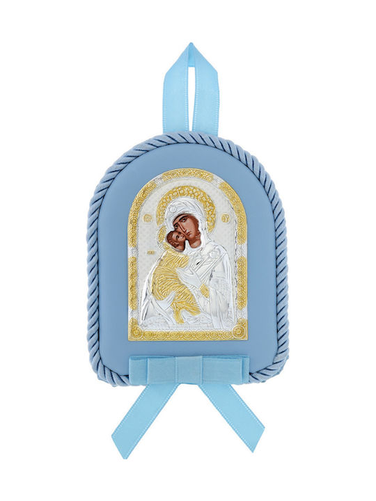 Prince Silvero Heilige Ikone Kinder Amulett mit der Jungfrau Maria Blue aus Silber MA-D1110-EC