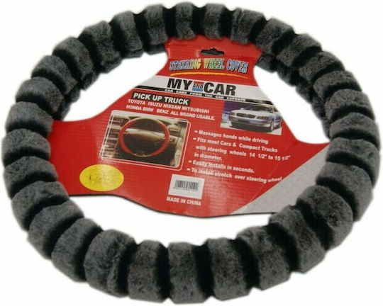 Car Steering Wheel Cover with Diameter 36-39cm Synthetic Gray