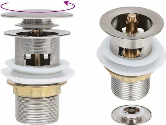 vidaXL Cupru Supapă Chiuveta cu Preaplin, Ieșire 40mm și Dimensiune 6.4x6.4cm Argintiu