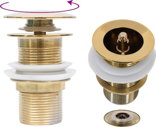 vidaXL Cupru Supapă Chiuveta cu Ieșire 40mm și Dimensiune 6.4x6.4cm Auriu