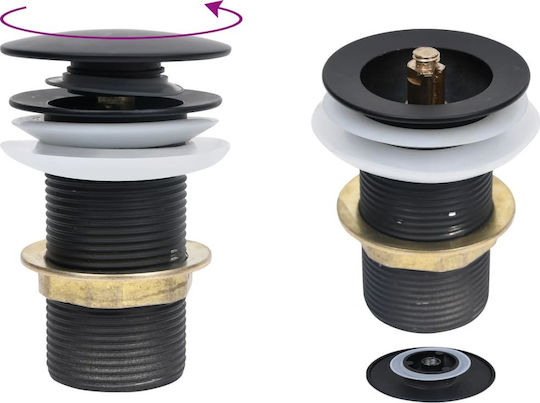 vidaXL Supapă Alamă Chiuvetă Cu Ieșire 40mm și Dimensiune 6.4x6.4cm Neagră