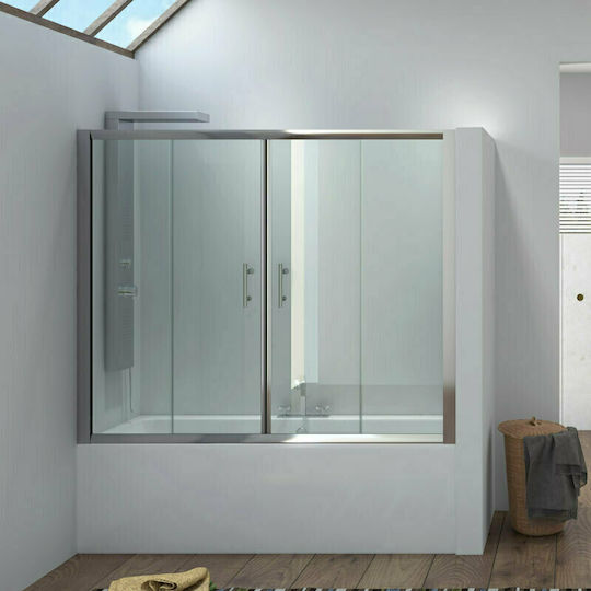 Karag Flora 300 Duschwand Badewanne mit Schieben Tür 70x148cm Klarglas