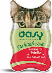 Oasy Delicatesse Pate Adult Nasses Katzenfutter für Katze in Dose mit Kalb 85gr