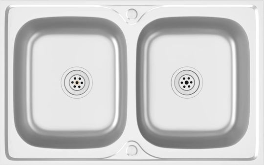 vidaXL Ένθετος Νεροχύτης Inox Μ80xΠ50cm Ασημί