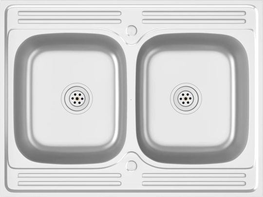 vidaXL Ένθετος Νεροχύτης Inox Μ80xΠ60cm Ασημί