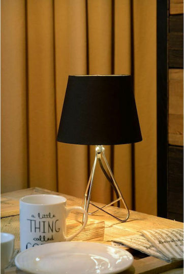 Lucide Lightning Gitta Metal Table Lamp for Socket E14 with Black Shade and Silver Base