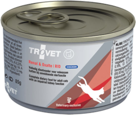 Trovet Renal & Oxalate Υγρή Τροφή για Ενήλικες Γάτες σε Κονσέρβα με Κοτόπουλο χωρίς Σιτηρά & Γλουτένη 100gr