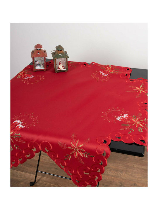 Silk Fashion Weihnachts- Tischtuch Stoff Rot B140xL140cm. 1Stück