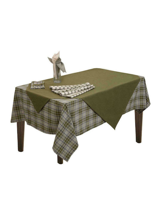 Viopros Σκωτία Cotton & Polyester Tablecloth Λαδί 140x180cm