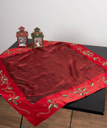 Silk Fashion 1262 Χριστουγεννιάτικο Τραπεζομάντηλο Υφασμάτινο Καρέ Κόκκινο 90x90εκ.
