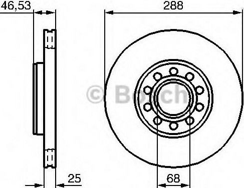 Bosch Brake Discs Front 2pcs for Skoda Superb Volkswagen Passat