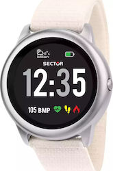 Sector S-01 46mm Smartwatch with Heart Rate Monitor (White Fabric Strap)