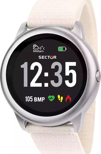 Sector S-01 46mm Smartwatch mit Pulsmesser (White Fabric Strap)