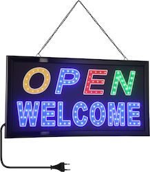 GloboStar Open Welcome Rolling LED Signs One - Sided 48x25cm Yellow / Red / Blue / Green