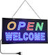 GloboStar Open Welcome Rolling LED Signs One - Sided 48x25cm Yellow / Red / Blue / Green