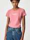 Pepe Jeans New Virginia Women's Short Sleeve Sport Blouse Ροζ PL502711-200