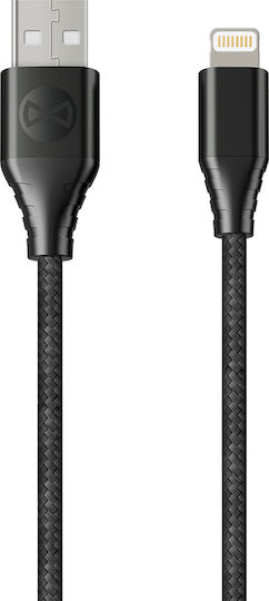 Forever Braided USB-A la Cablu Lightning Negru 1.5m