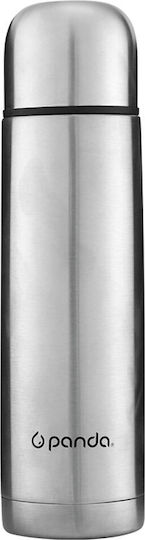 Panda Μπουκάλι Θερμός Ανοξείδωτο 500ml Ασημί με Καπάκι-Κύπελλο