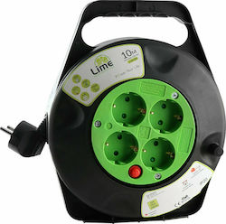 Lime Extension Cord Reel 4 Sockets with 10m Cable Lime Extension Cord Reel 4 Sockets with 10m Cable