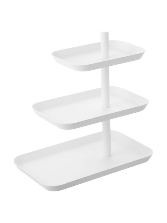 Yamazaki Metallic Dessert Tower Stand with 3 Tiers White 24.7x15.7x25.7cm