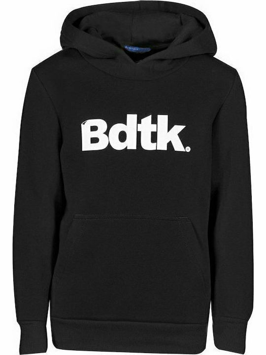Fleece Kids Sweatshirt with Hood and Pockets Black