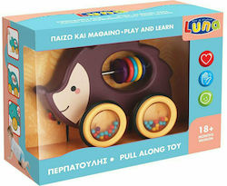 Luna Slide Toy Τροχήλατο Σκατζόχοιρος made of Wood for 18++ Months