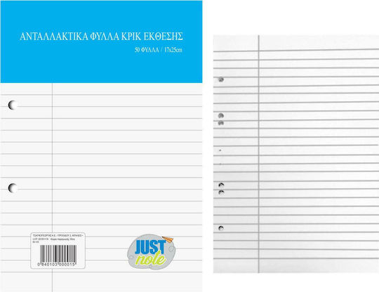 Justnote 50 Заместителни Пълнители B5 Есе (с марж) Бял